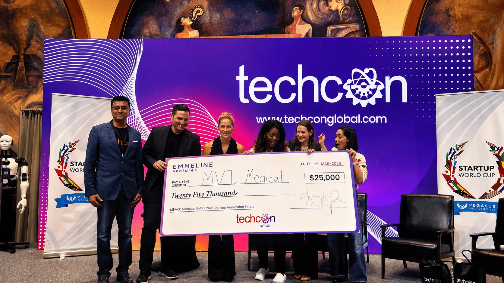Startup founders celebrating on stage at TechCon SoCal 2026